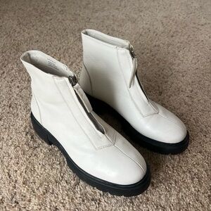 White zip up boots